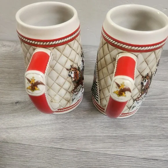 Vintage Budweiser Clydesdale Stein Limited Edition 1985 Set of 2 Ceramic Classic - Picture 2 of 9